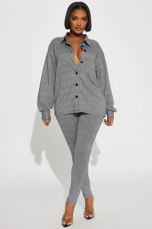 The Right Attitude Plaid Pant Set - Black/combo sold by Fashion Nova