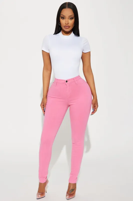 Classic Color High Waist Skinny Jeans - Pink sold by Fashion Nova