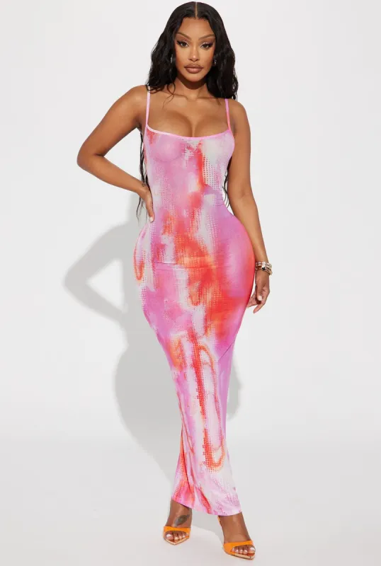 Ibiza Mesh Maxi Dress - Pink/combo sold by Fashion Nova