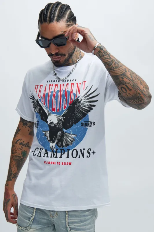 Heaven Sent Champions Short Sleeve Tee - White sold by Fashion Nova