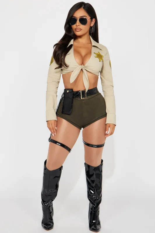 Hands Up Sheriff 4 Piece Costume Set - Green/combo sold by Fashion Nova