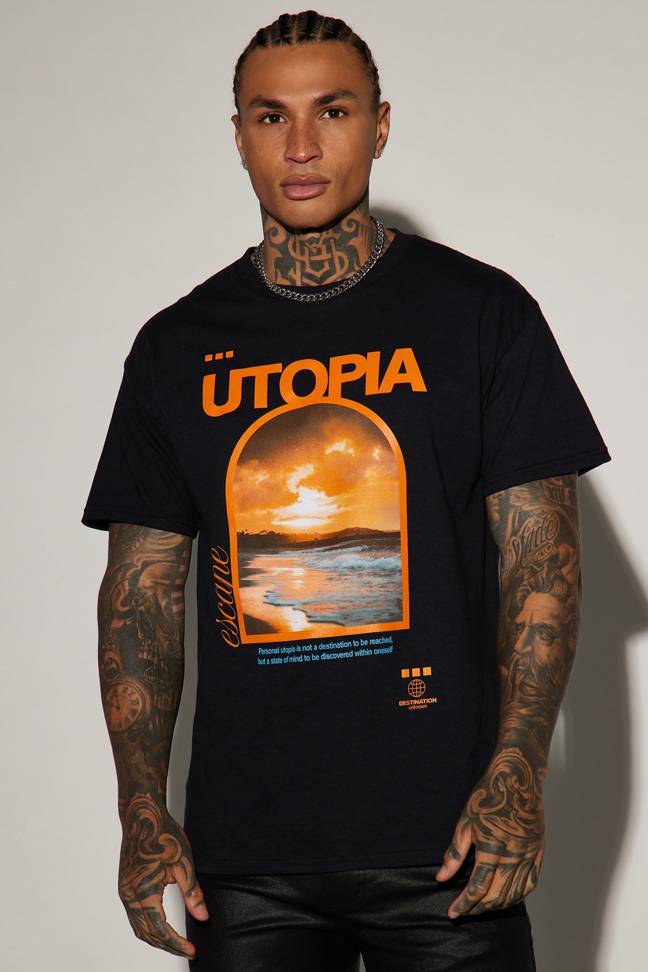Utopia Sunset Short Sleeve Tee - Black sold by Fashion Nova