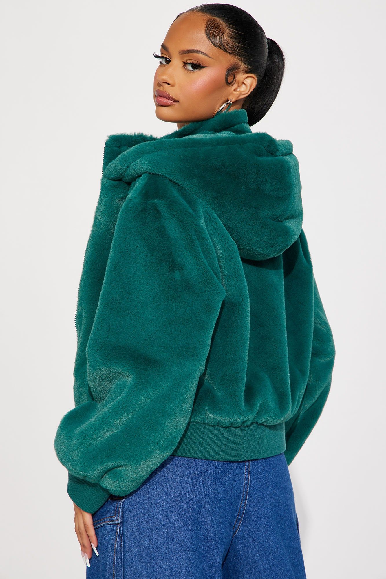 Warm Cuddles Faux Fur Jacket - Emerald sold by Fashion Nova product image thumbnail 3