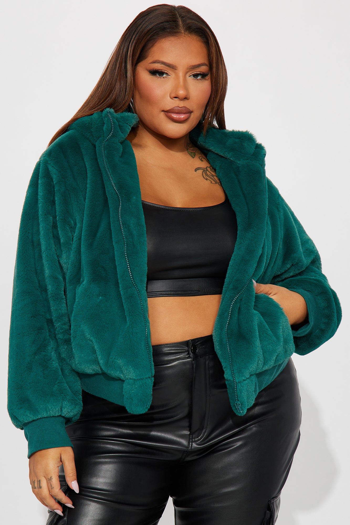 Warm Cuddles Faux Fur Jacket - Emerald sold by Fashion Nova product image thumbnail 4