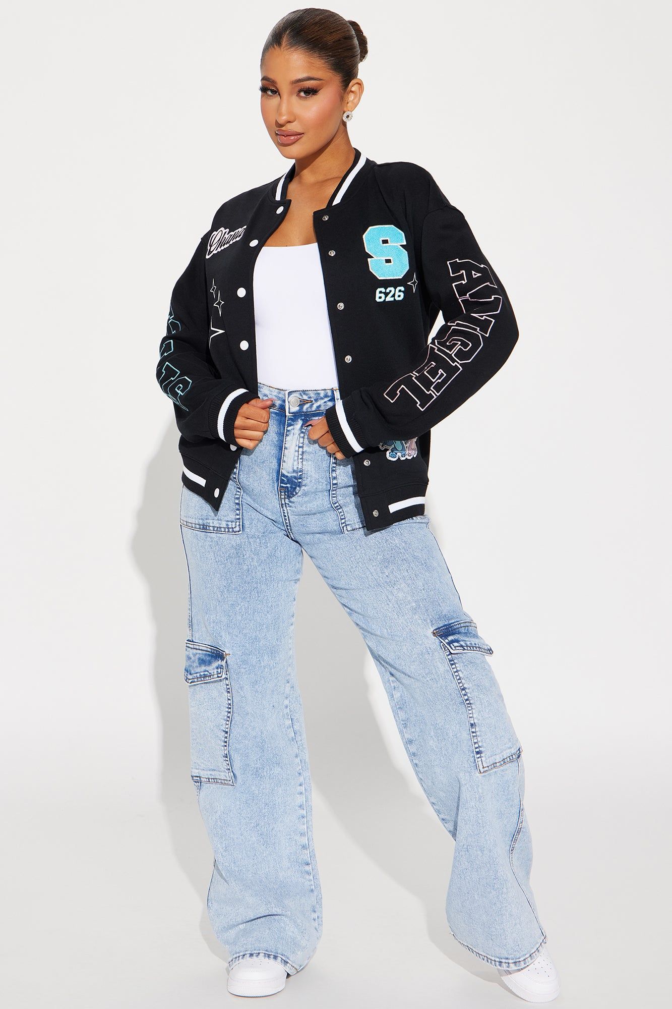 Stitch And Angel Bomber Jacket - Black sold by Fashion Nova product image thumbnail 2