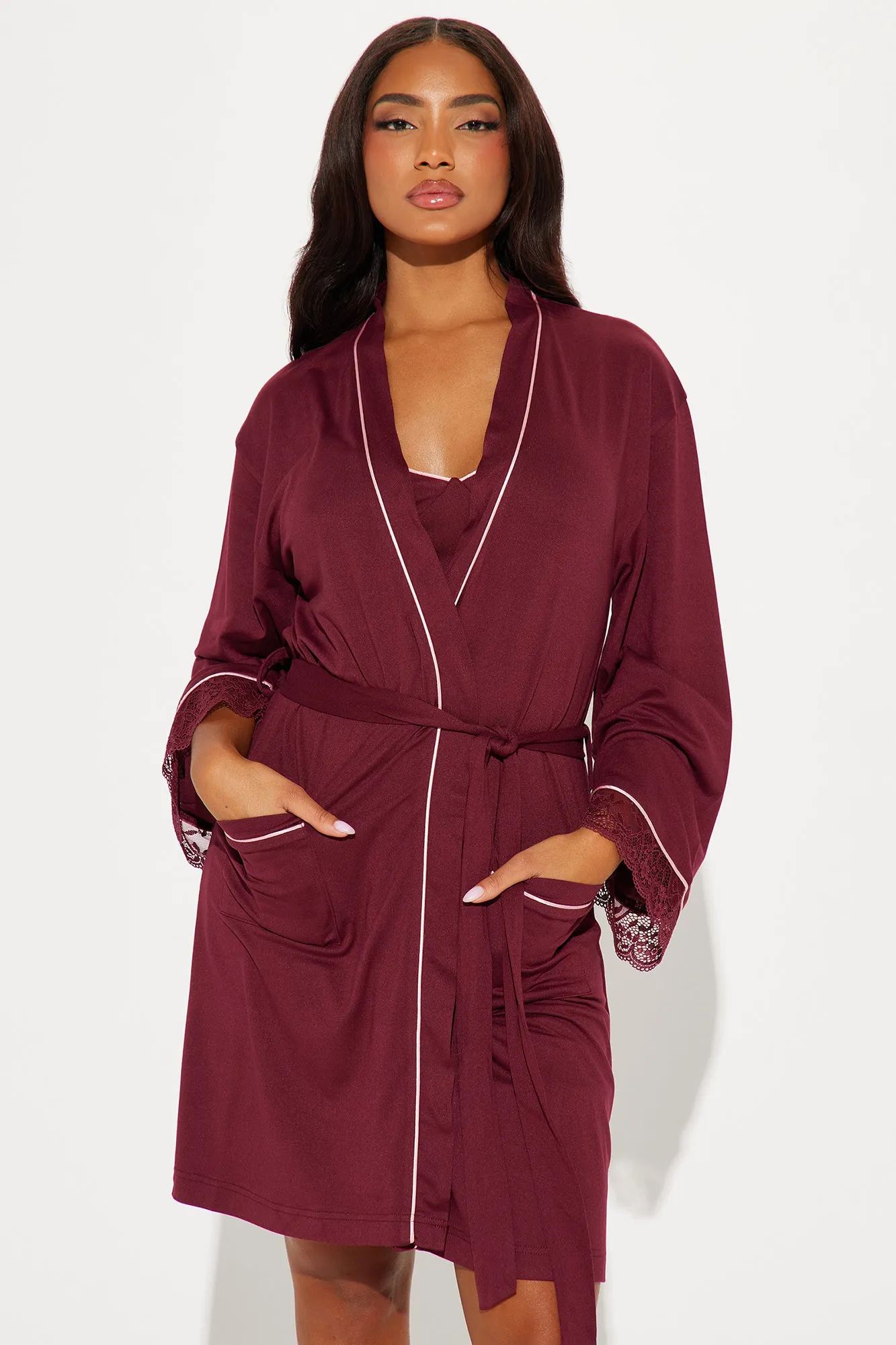 Just Dream PJ Robe Set - Wine sold by Fashion Nova product image thumbnail 2