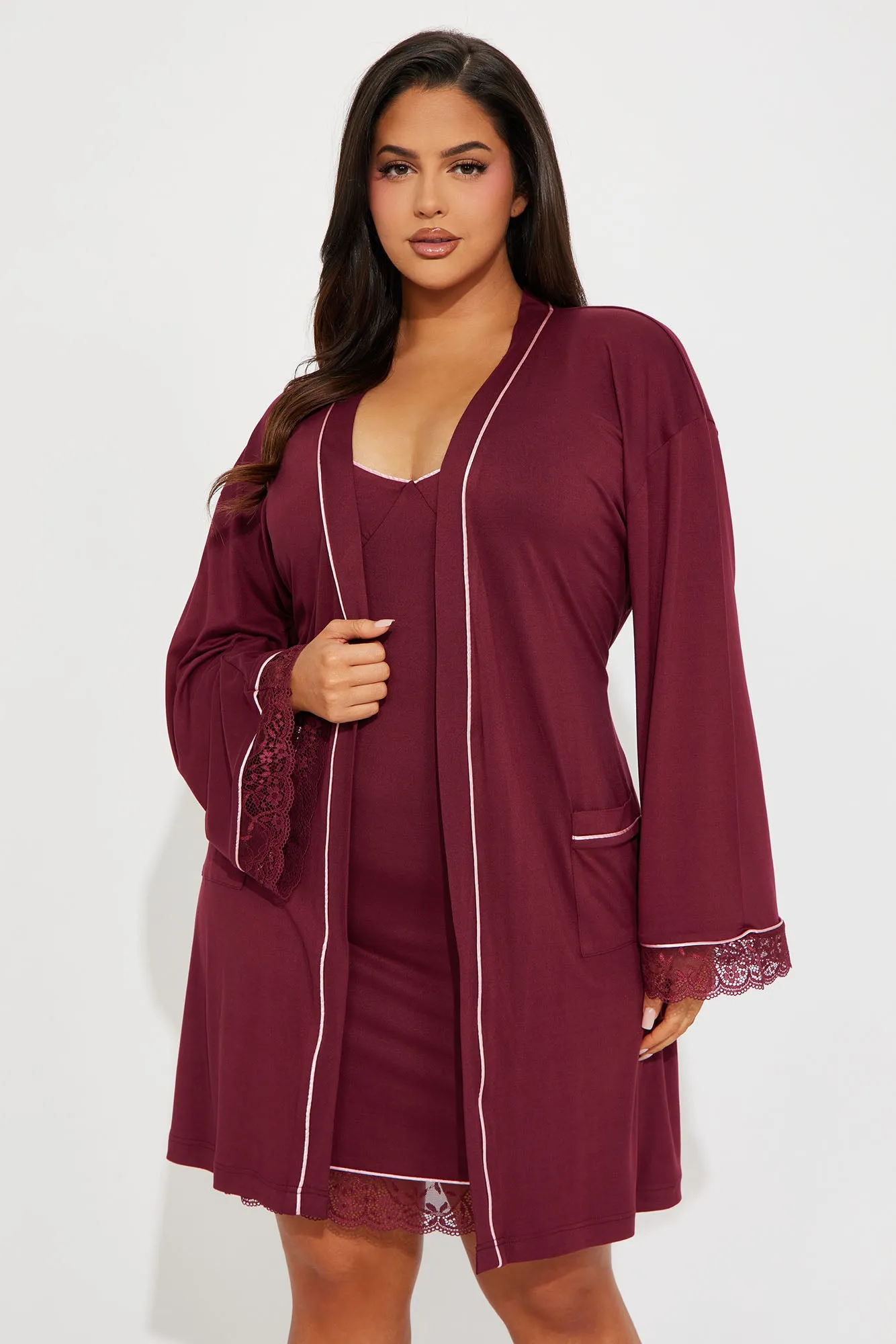 Just Dream PJ Robe Set - Wine sold by Fashion Nova product image thumbnail 5