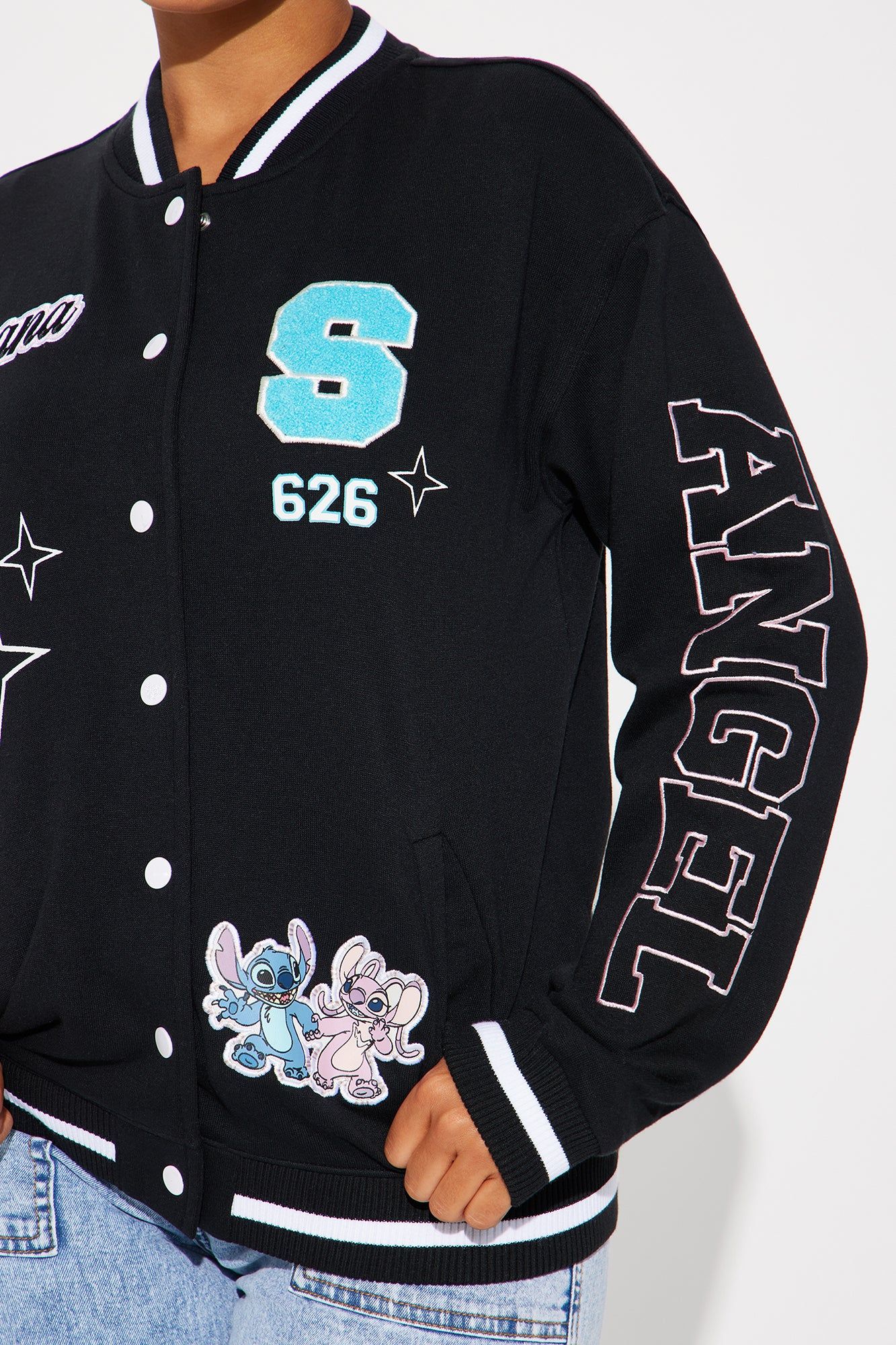 Stitch And Angel Bomber Jacket - Black sold by Fashion Nova product image thumbnail 3