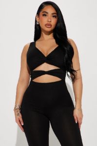 Stop Playing Games Jumpsuit - Black sold by Fashion Nova