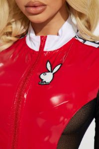 Playboy Burnin Rubber Bunny 2 Piece Costume Set - Red/Black sold by Fashion Nova
