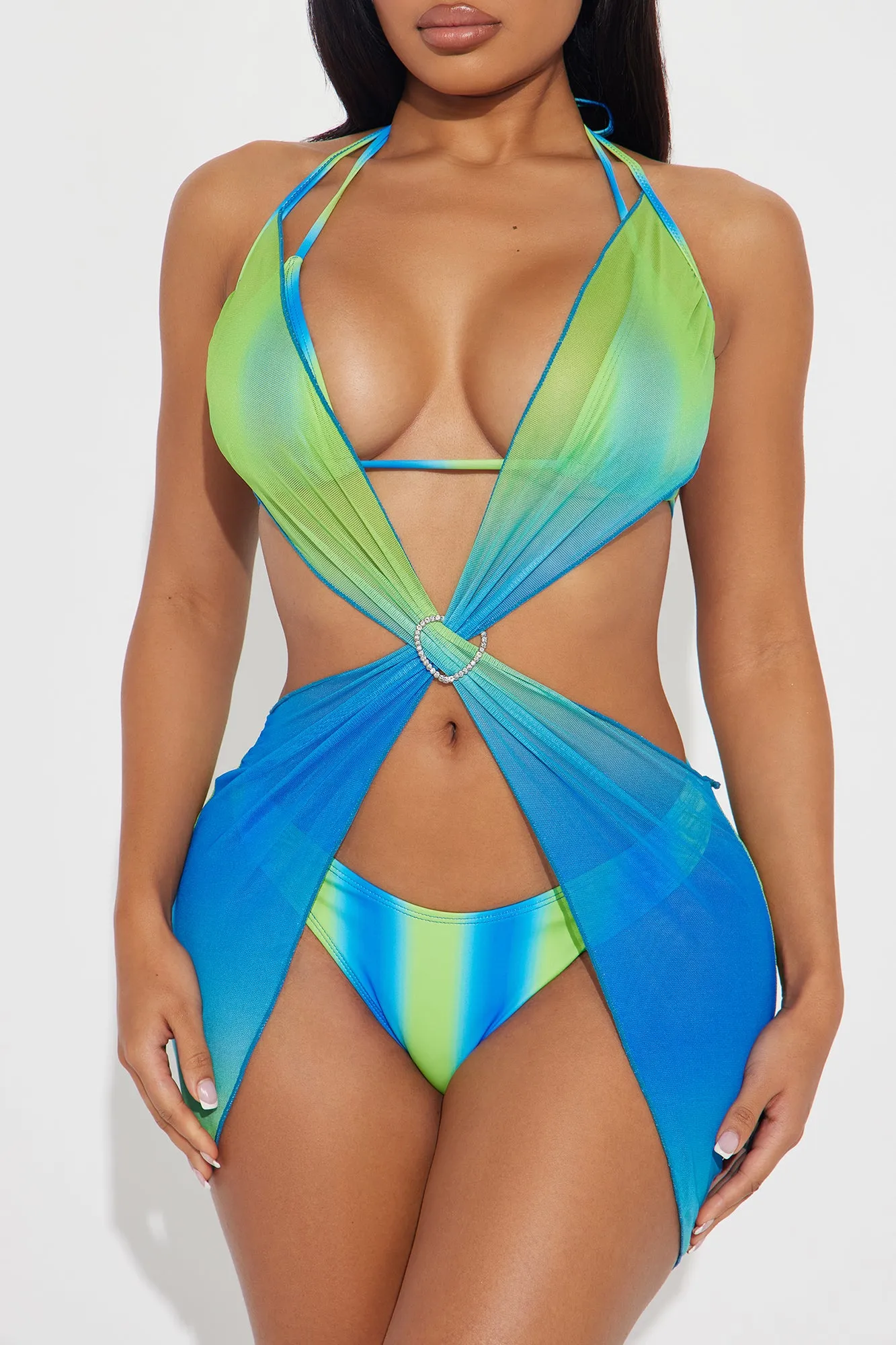 Magdalena 3 Piece Bikini Set - Blue/combo sold by Fashion Nova product image thumbnail 3