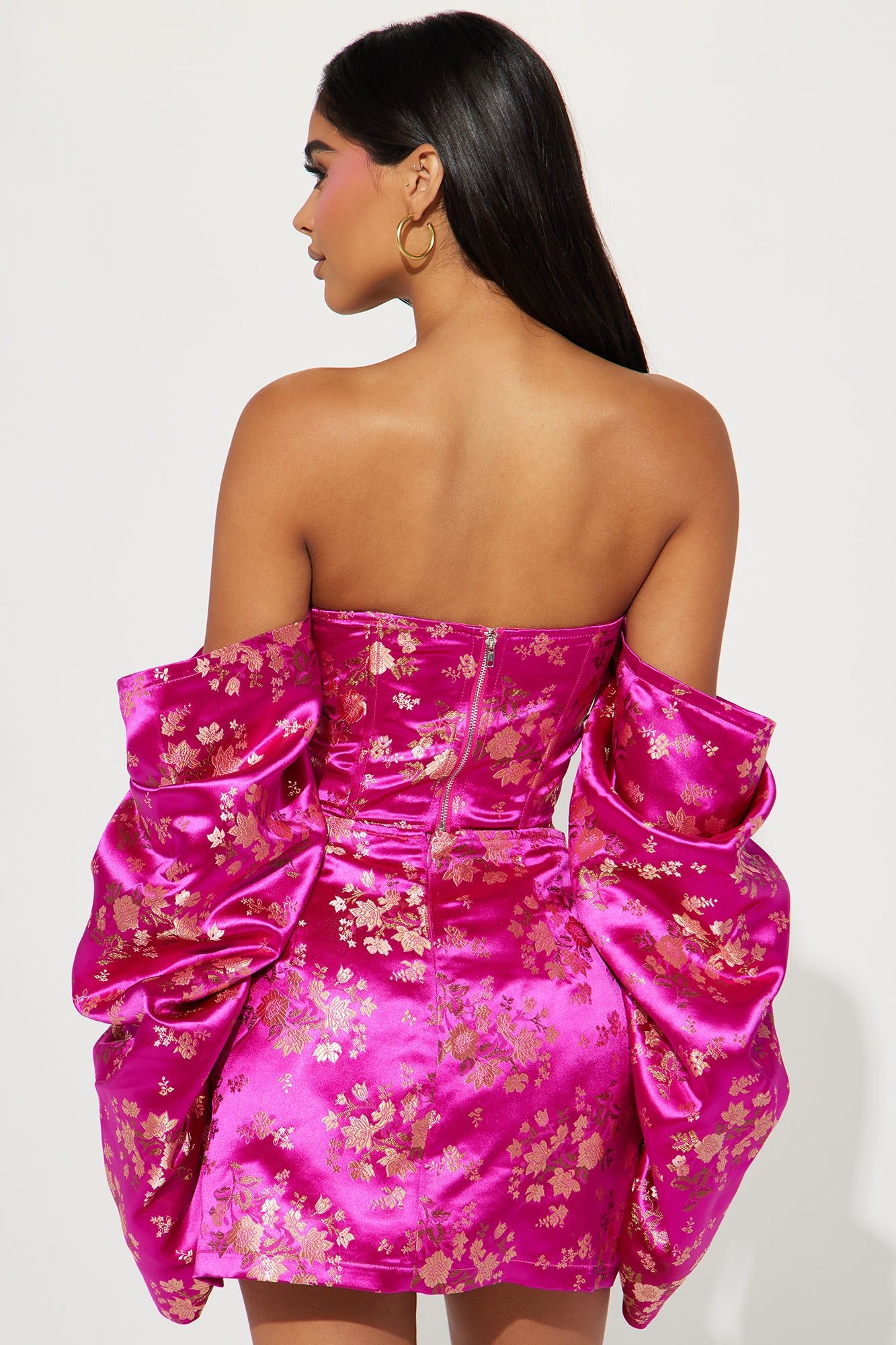 Alexandra Metallic Satin Skirt Set - Fuchsia sold by Fashion Nova product image thumbnail 3