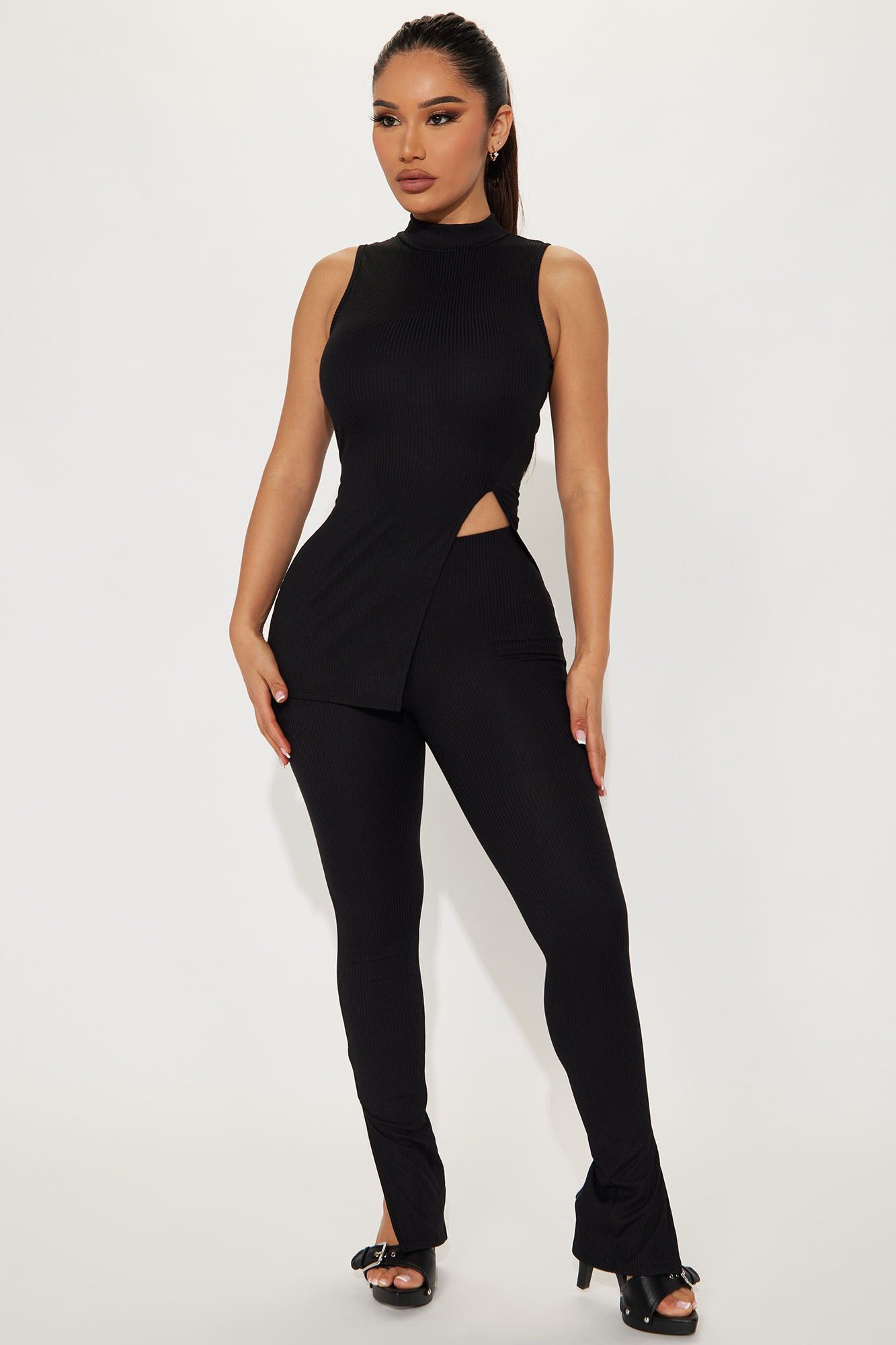 Reyna Ribbed Legging Set - Black sold by Fashion Nova