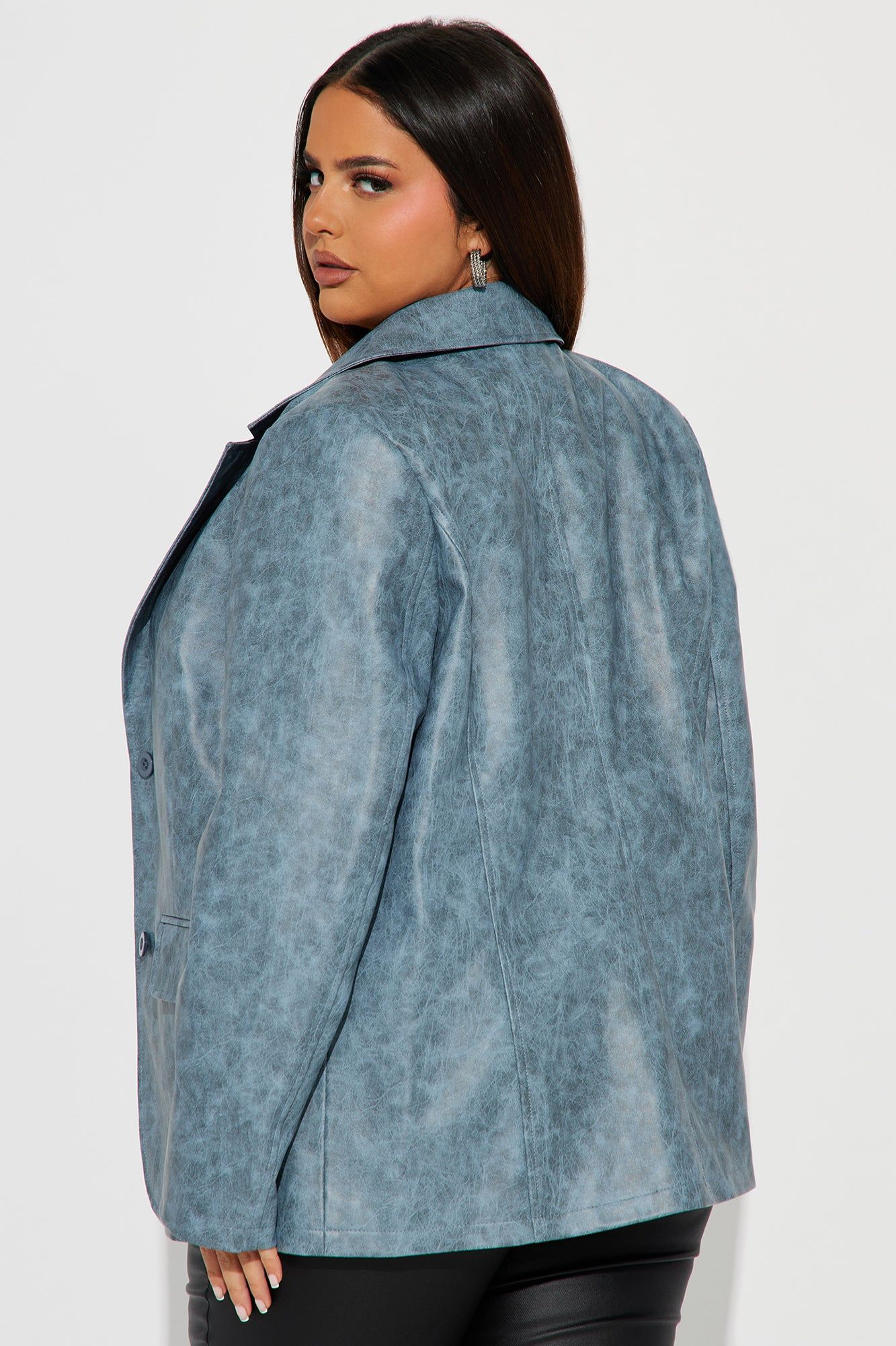 Blaire Washed Faux Leather Blazer - Blue sold by Fashion Nova product image thumbnail 4