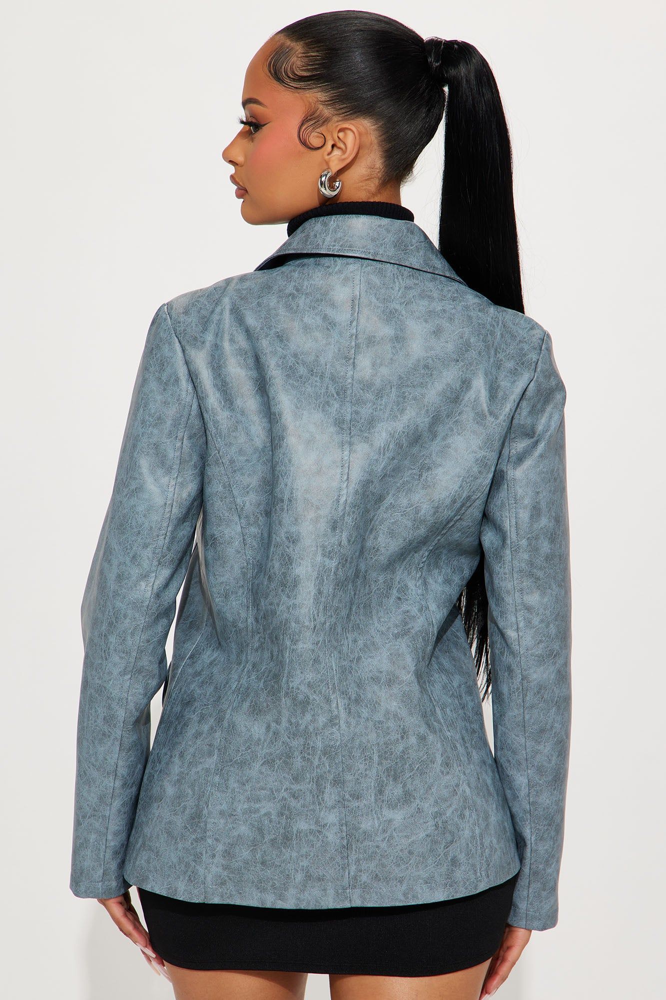 Blaire Washed Faux Leather Blazer - Blue sold by Fashion Nova product image thumbnail 3