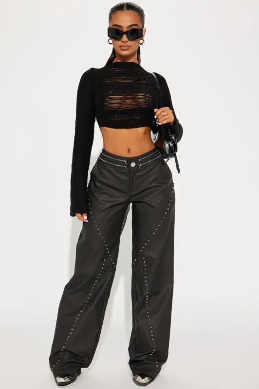 Stella High Rise Faux Leather Pant - Black sold by Fashion Nova