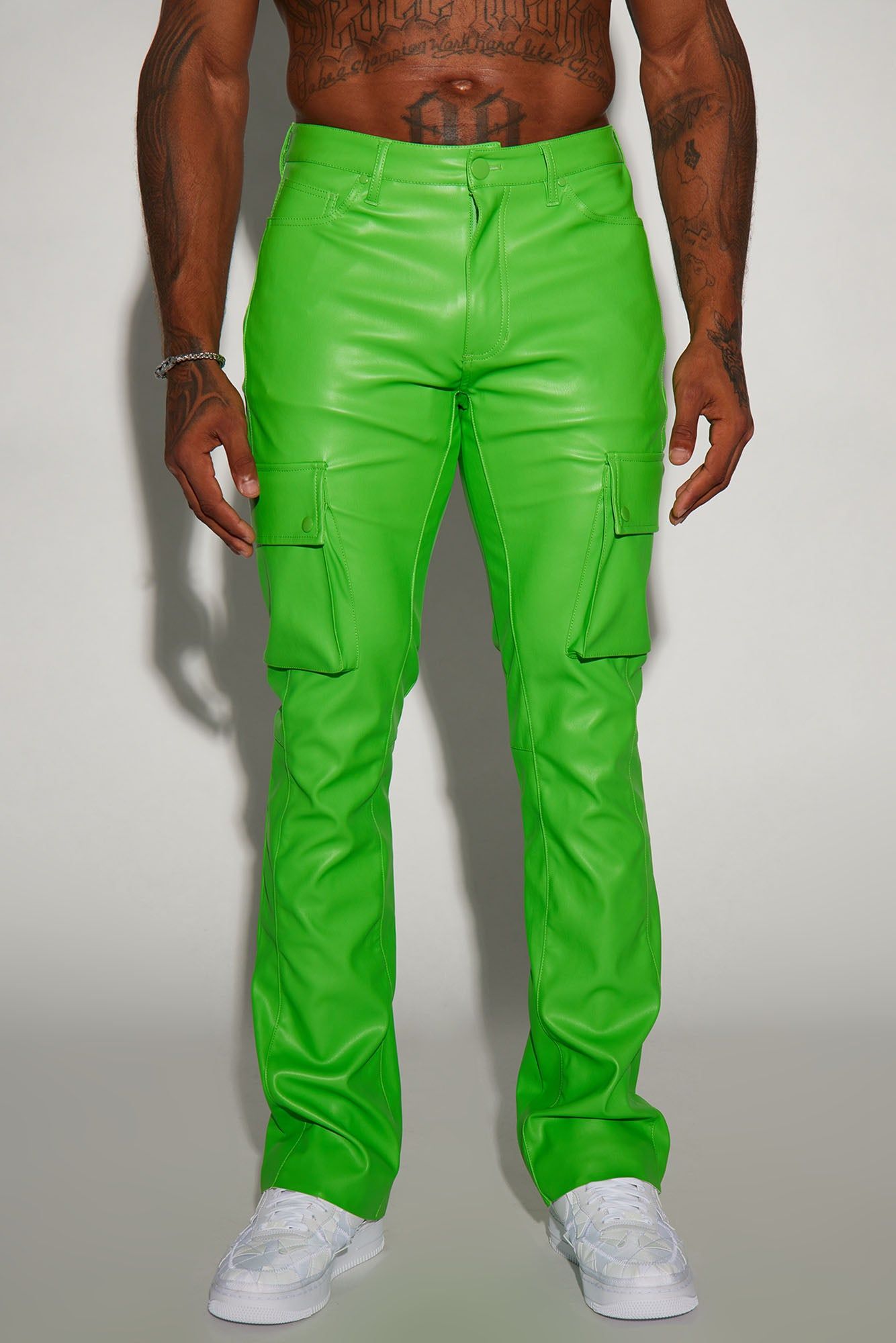 Finest Faux Leather Cargo Flare Pants - Green sold by Fashion Nova product image thumbnail 5