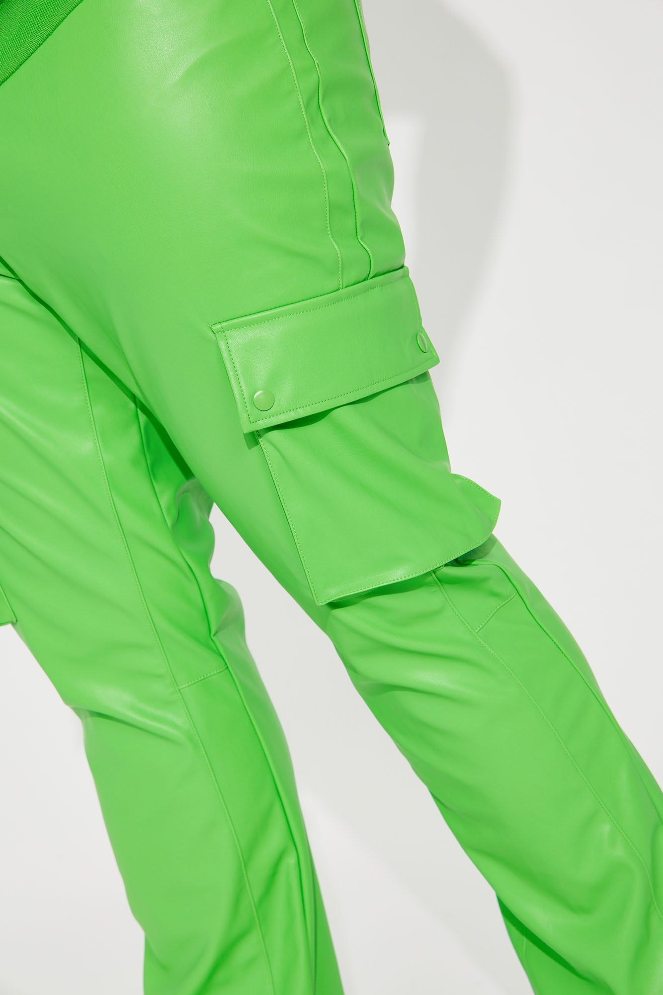Finest Faux Leather Cargo Flare Pants - Green sold by Fashion Nova product image thumbnail 8