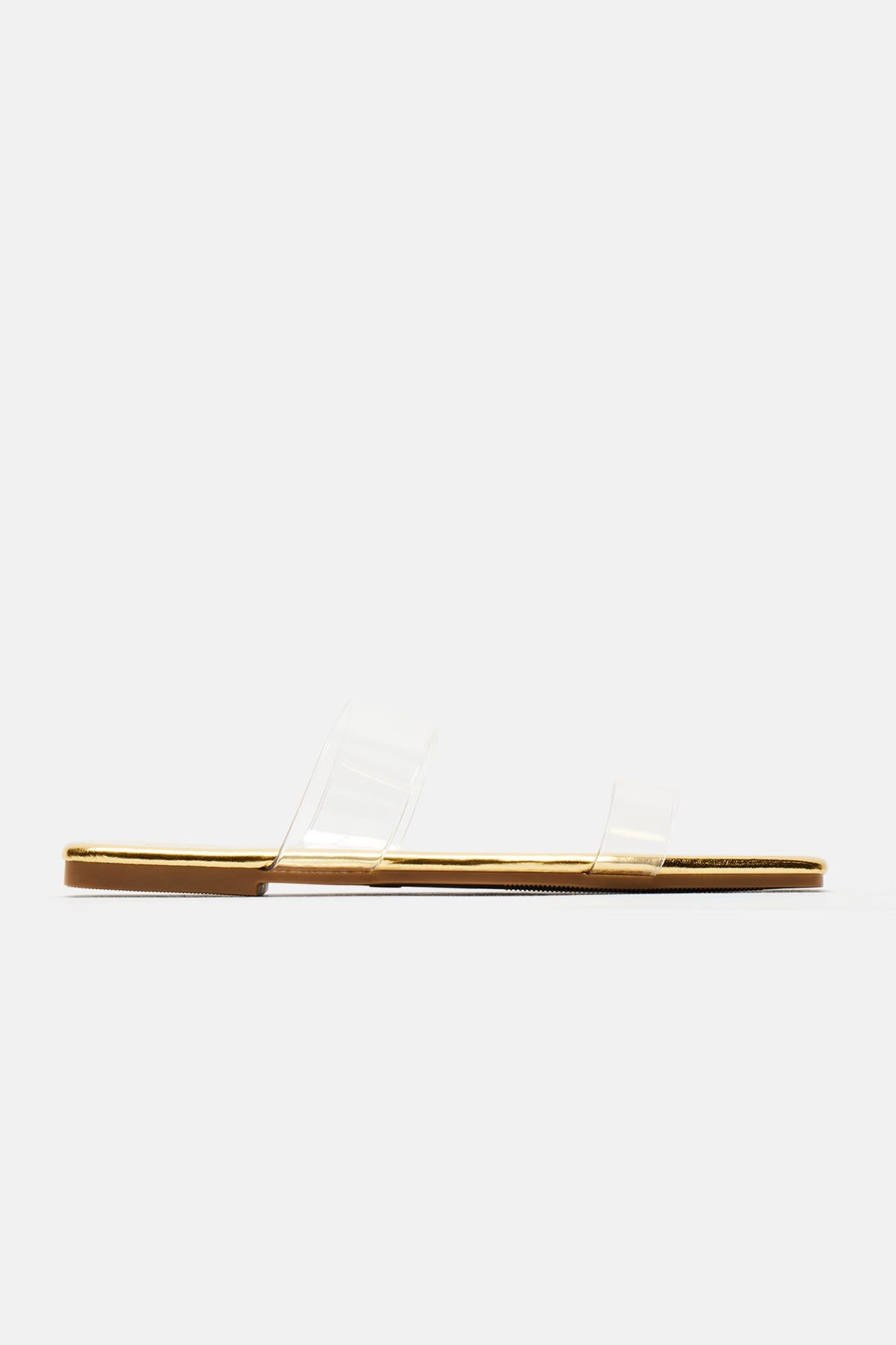 Abbie Clear Flat Sandals - Gold sold by Fashion Nova product image thumbnail 4