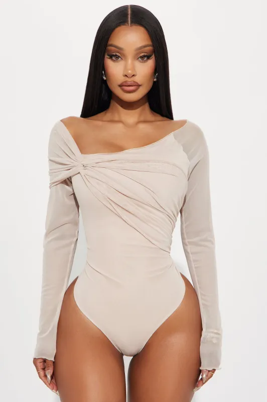 Odessa One Shoulder Bodysuit - Cream sold by Fashion Nova