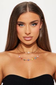Stay Away From My Love Necklace - Gold/combo sold by Fashion Nova