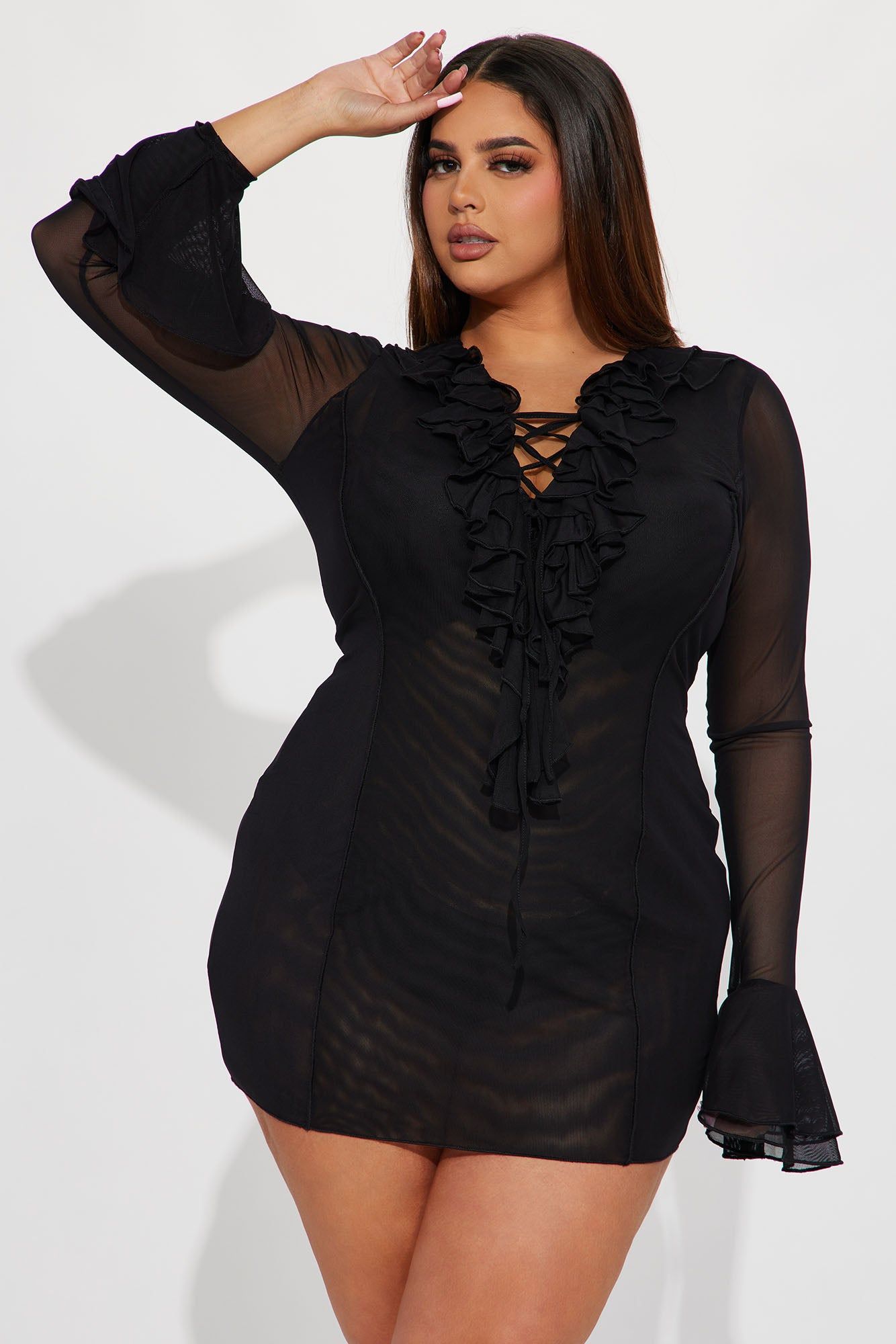 Summer In Paradise Mesh Mini Dress - Black sold by Fashion Nova product image thumbnail 4