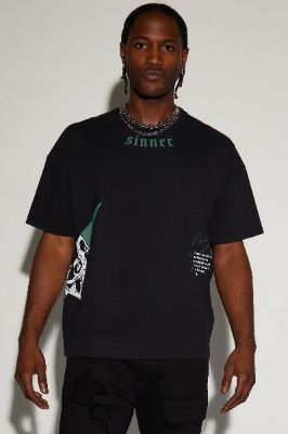 Sinner Star Oversized Short Sleeve Tee - Black sold by Fashion Nova