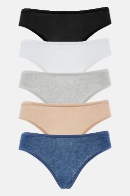 Essential Fit Bikini 5 Pack Panties - Black/combo sold by Fashion Nova