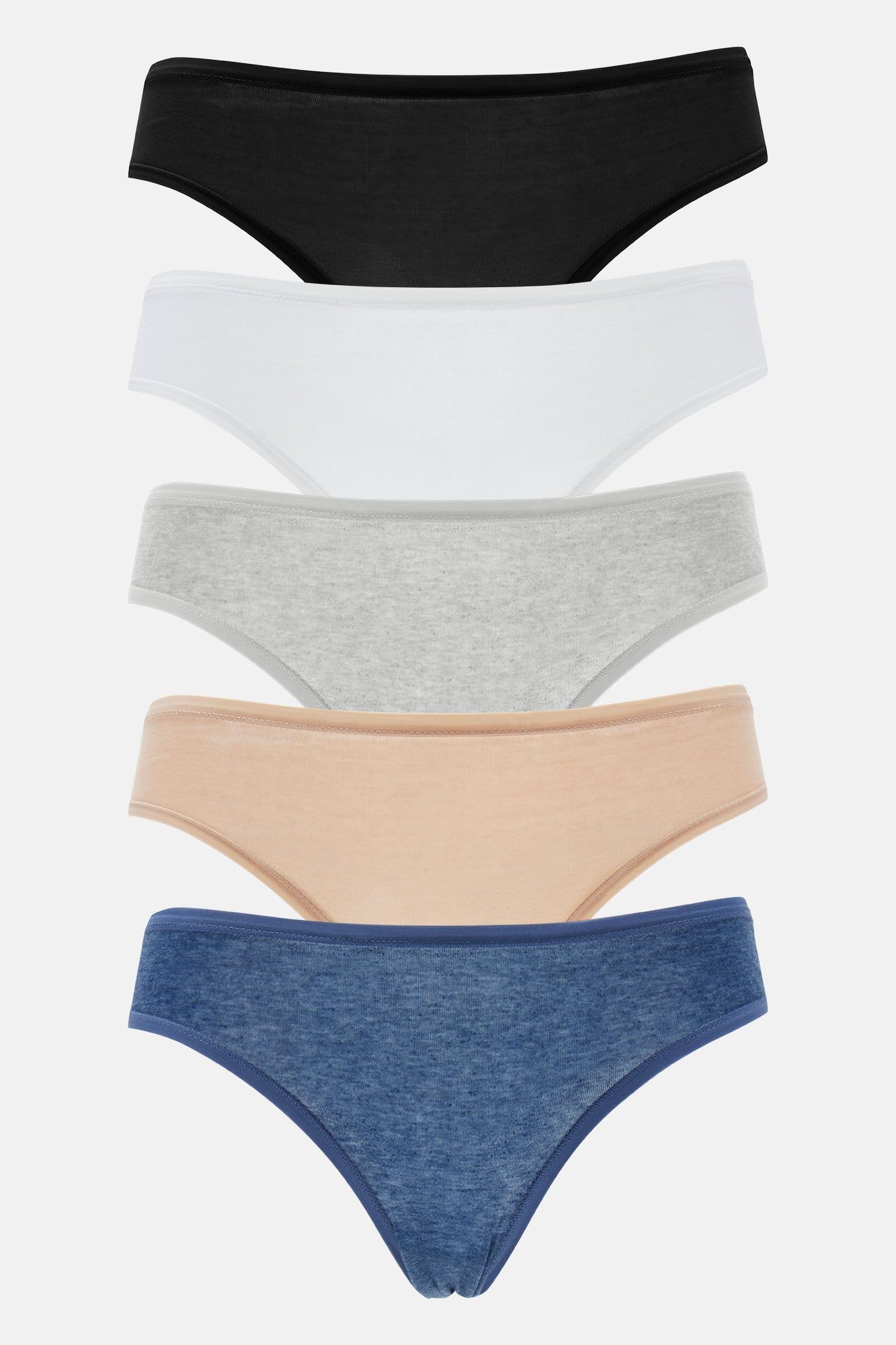 Essential Fit Bikini 5 Pack Panties - Black/combo sold by Fashion Nova