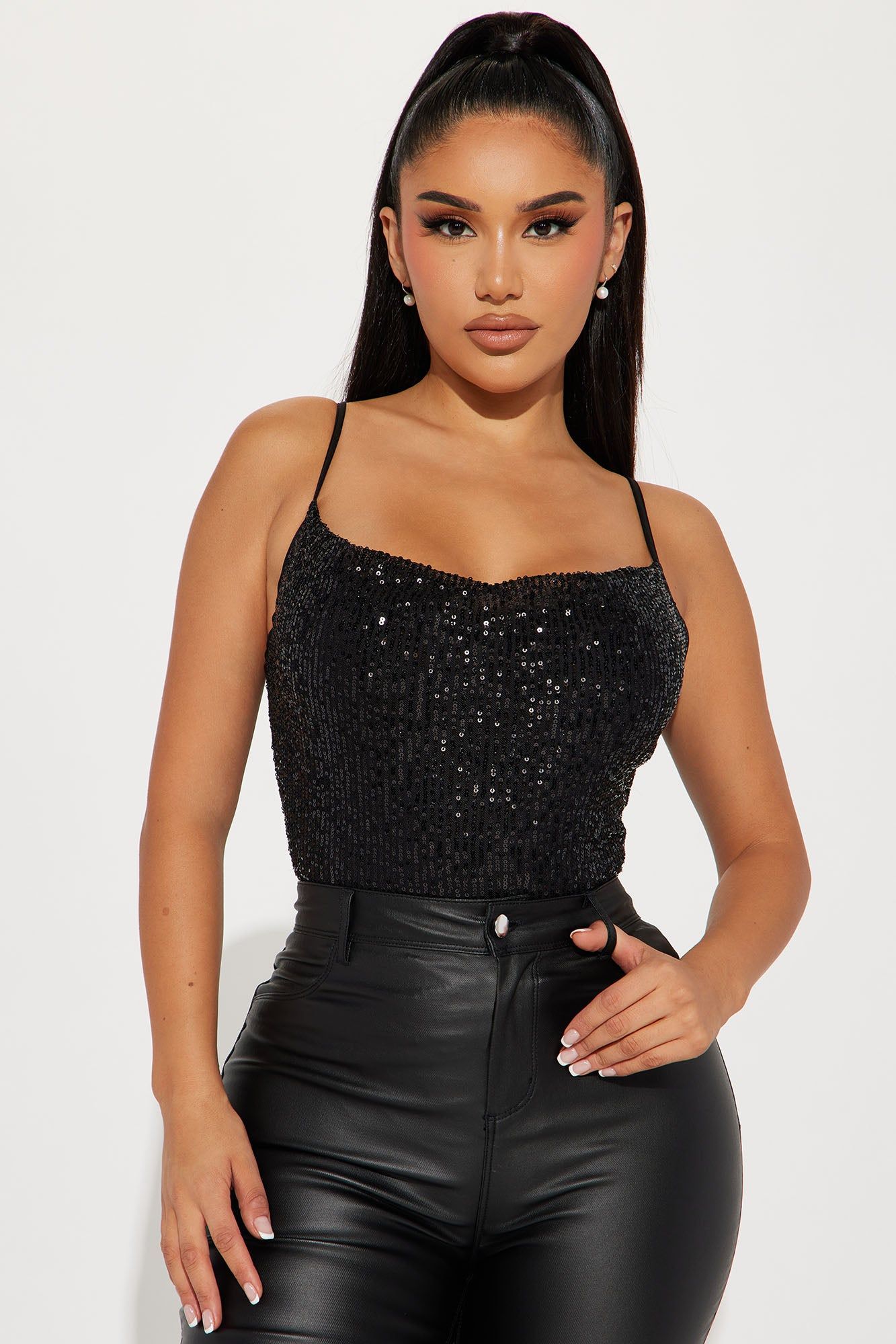 Dance All Night Sequin Top - Black sold by Fashion Nova