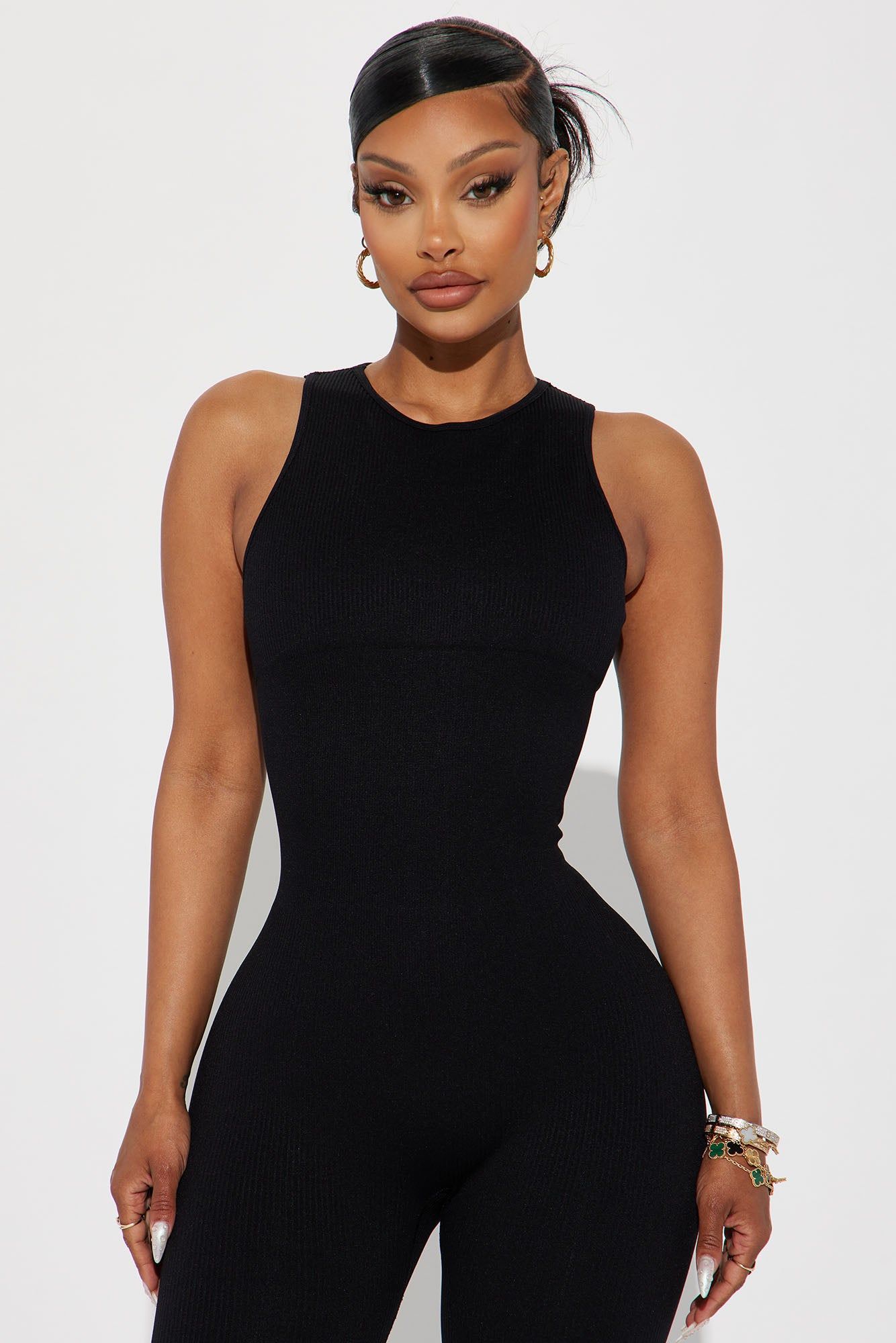 Effortless Kim Ribbed Seamless Jumpsuit - Black sold by Fashion Nova product image thumbnail 2