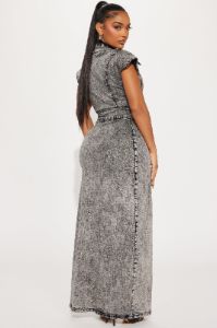 Remember Me Denim Maxi Dress - Black Wash sold by Fashion Nova