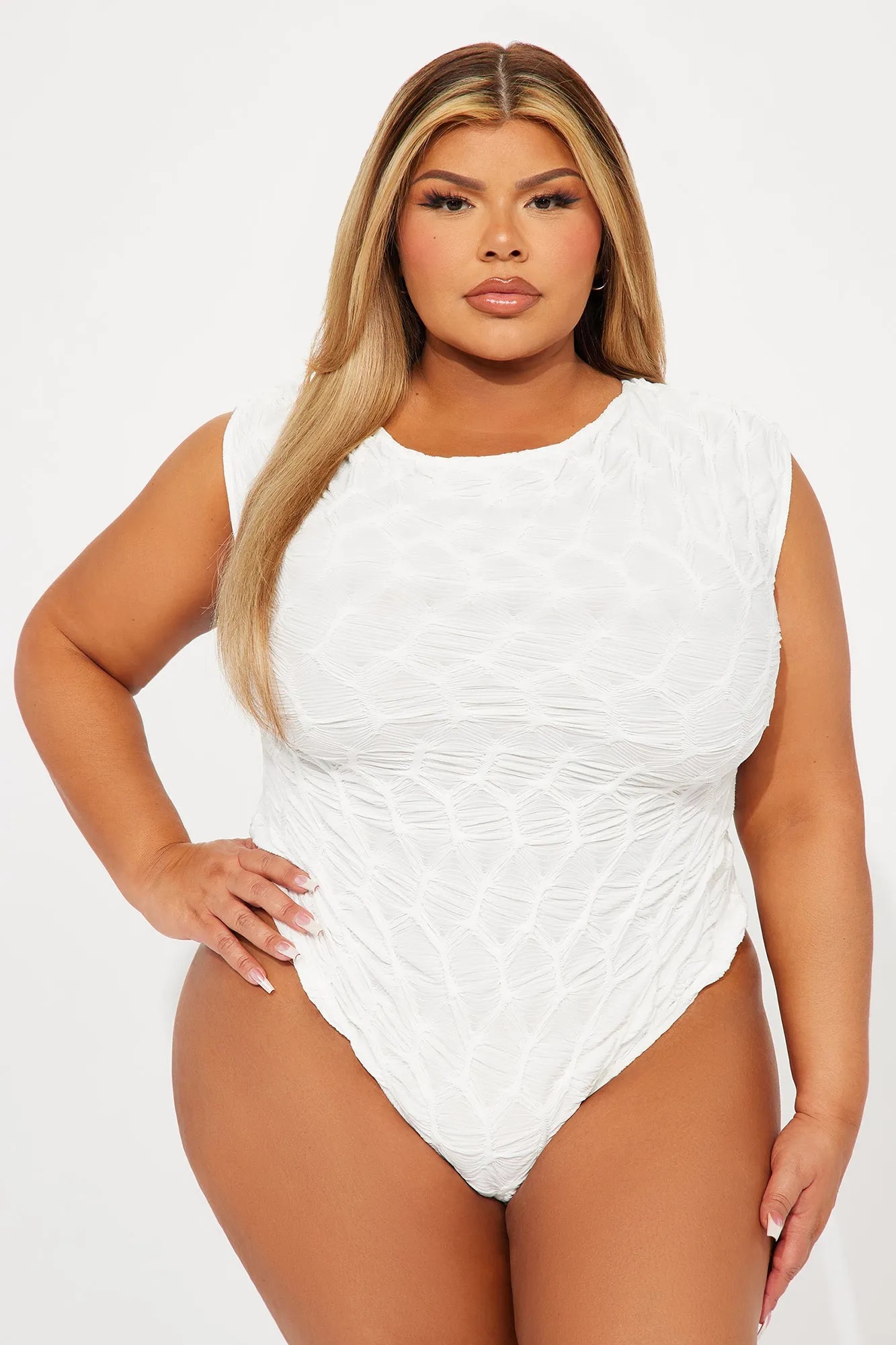 Trinity Textured Bodysuit - White sold by Fashion Nova product image thumbnail 4