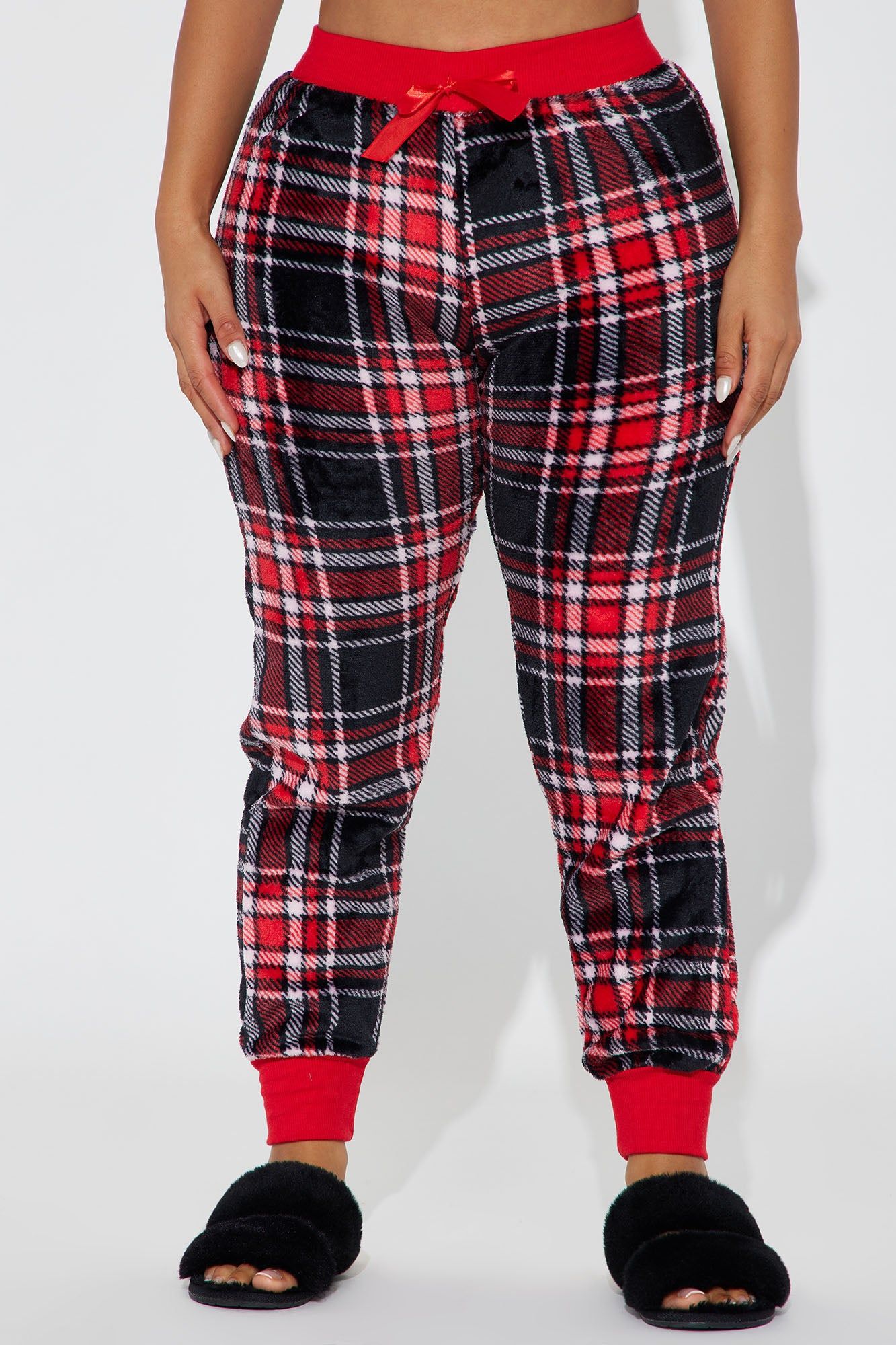 Cuddled By The Fireplace Plush PJ Joggers - Red/Black sold by Fashion Nova product image thumbnail 2