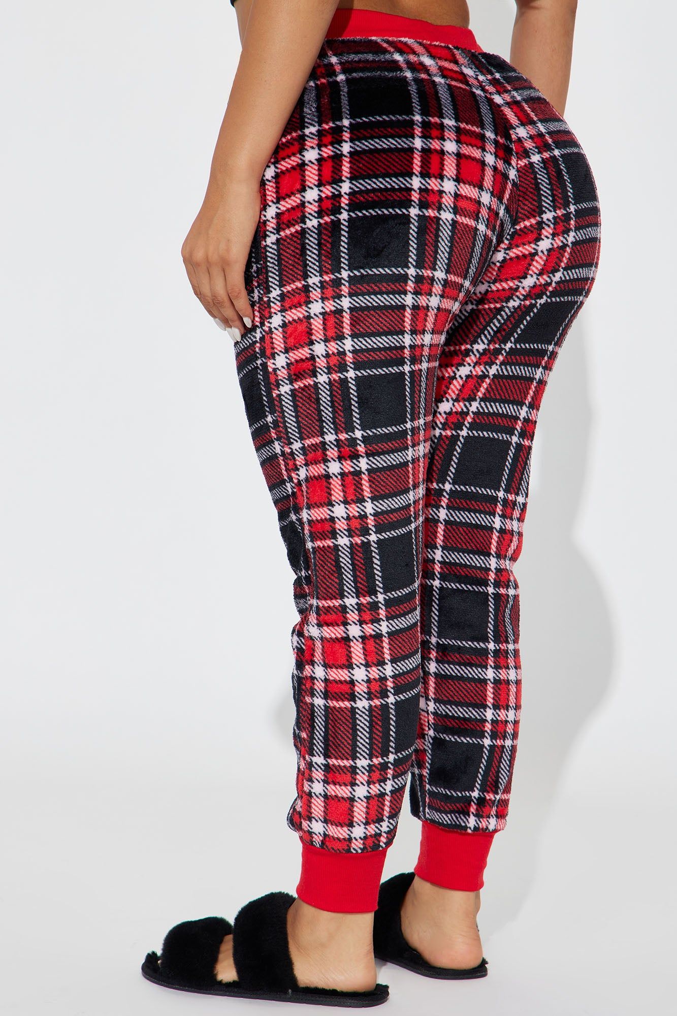 Cuddled By The Fireplace Plush PJ Joggers - Red/Black sold by Fashion Nova product image thumbnail 3