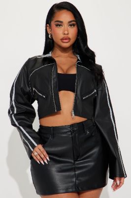 Hit The Road Cropped Moto Jacket - Black sold by Fashion Nova