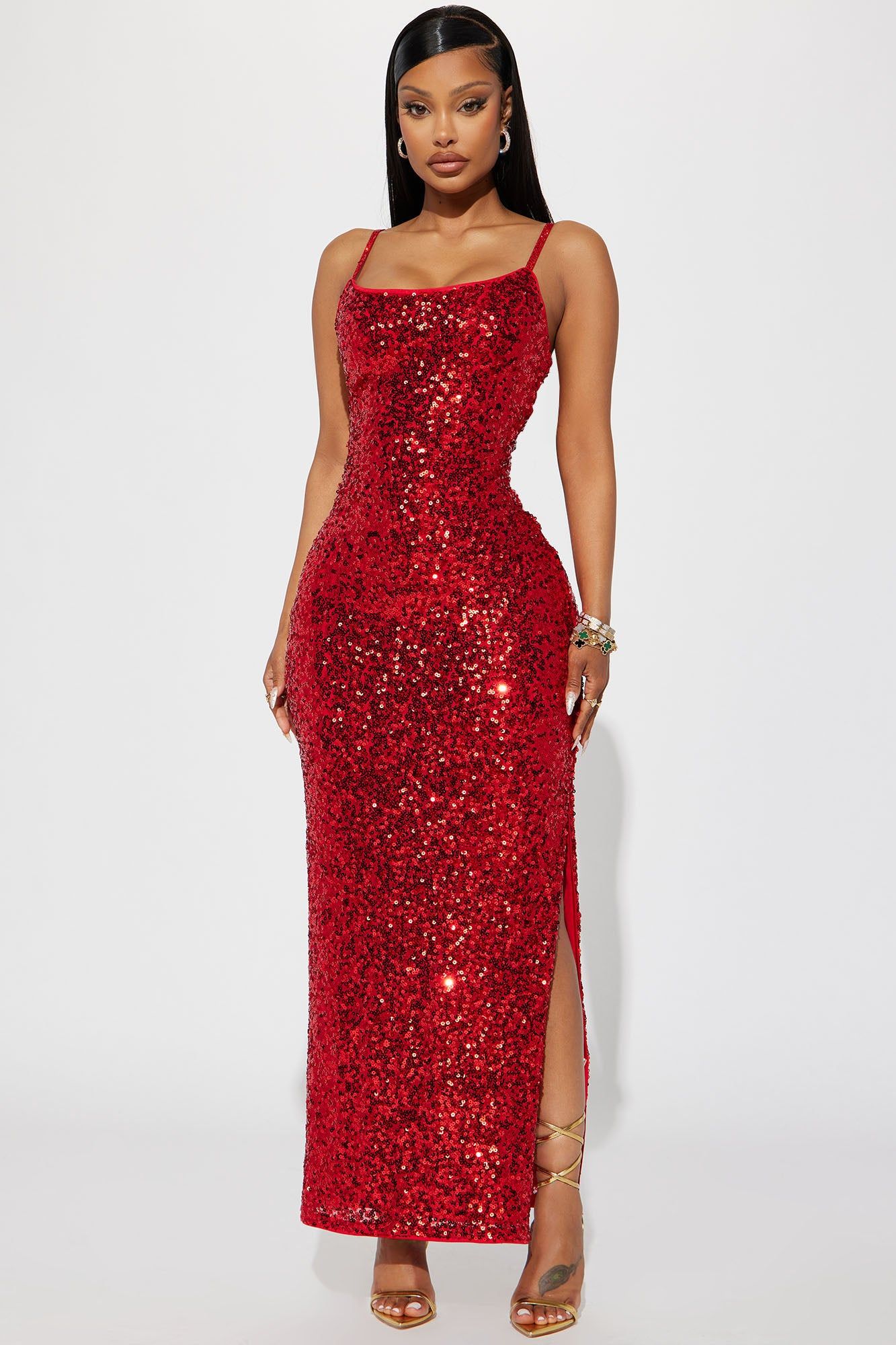 Jasmine Sequin Maxi Dress - Red sold by Fashion Nova