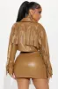 Logan Faux Leather Fringe Skirt Set - Brown sold by Fashion Nova