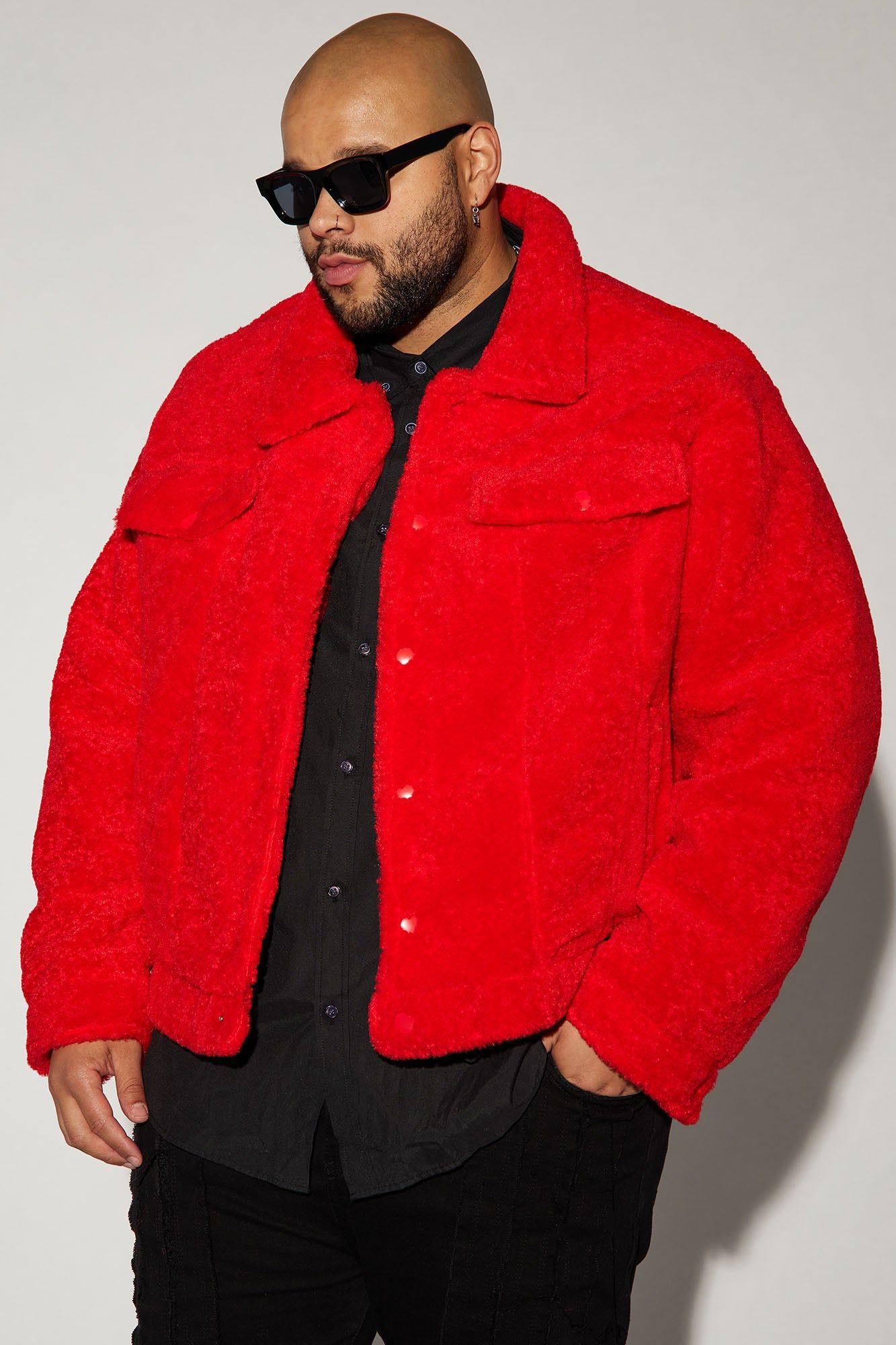 Tacoma Shearling Trucker Jacket - Red sold by Fashion Nova product image thumbnail 4