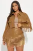 Logan Faux Leather Fringe Skirt Set - Brown sold by Fashion Nova