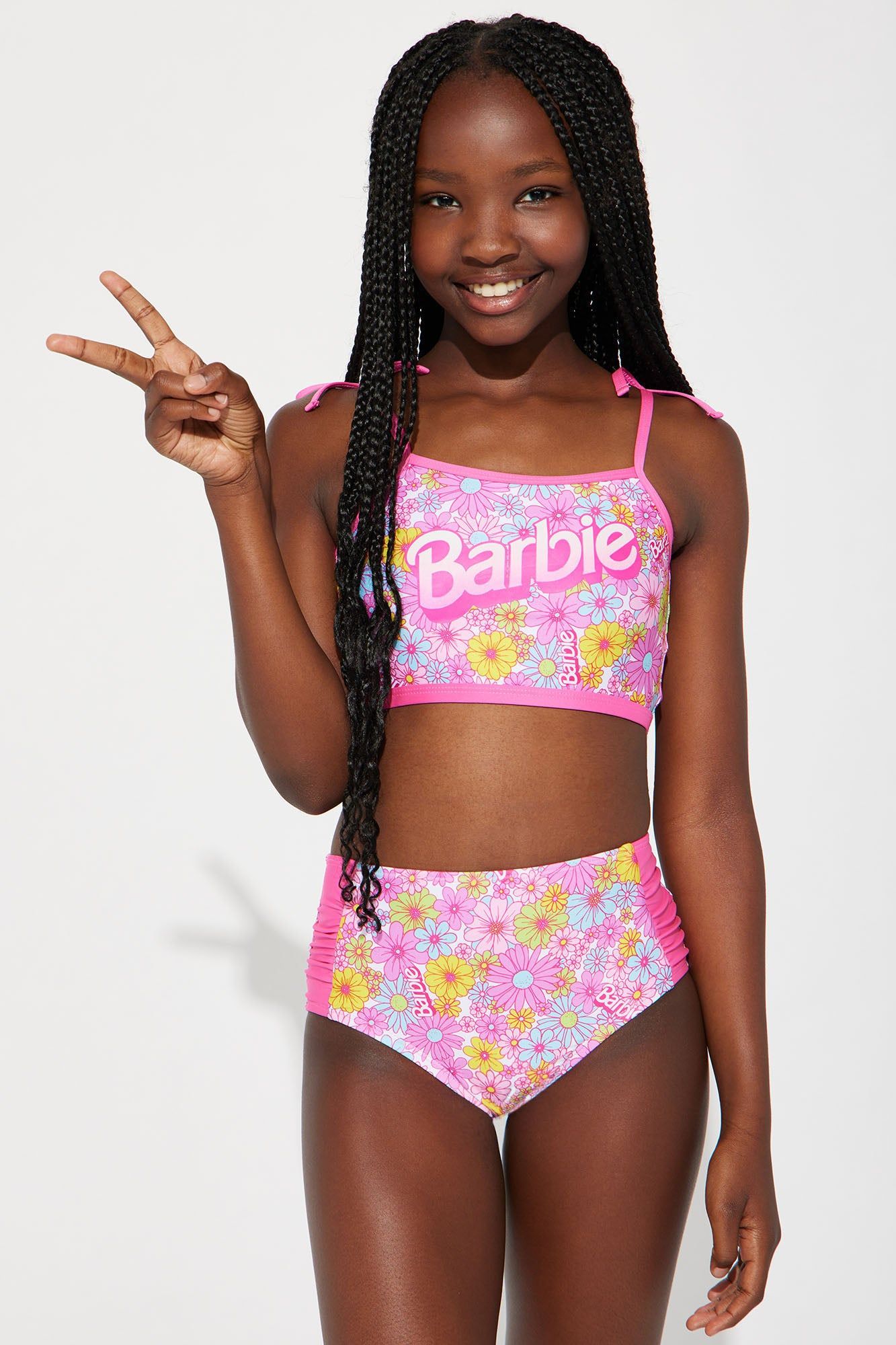 Mini Barbie Girl 2 Piece Bikini - Pink/combo sold by Fashion Nova