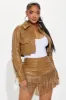 Logan Faux Leather Fringe Skirt Set - Brown sold by Fashion Nova