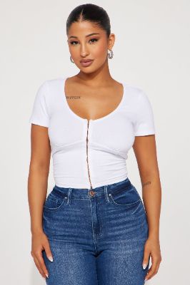Rosalie Hook And Eye Top - White sold by Fashion Nova