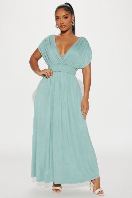 Eva Ruched Maxi Dress - Sage sold by Fashion Nova
