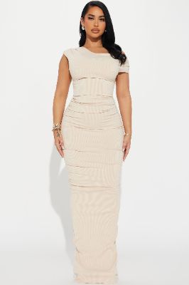 Kelli Snatched Maxi Dress - Cream sold by Fashion Nova