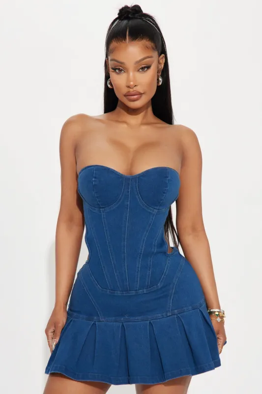 Denim Attitude Micro Mini Dress - Medium Wash sold by Fashion Nova
