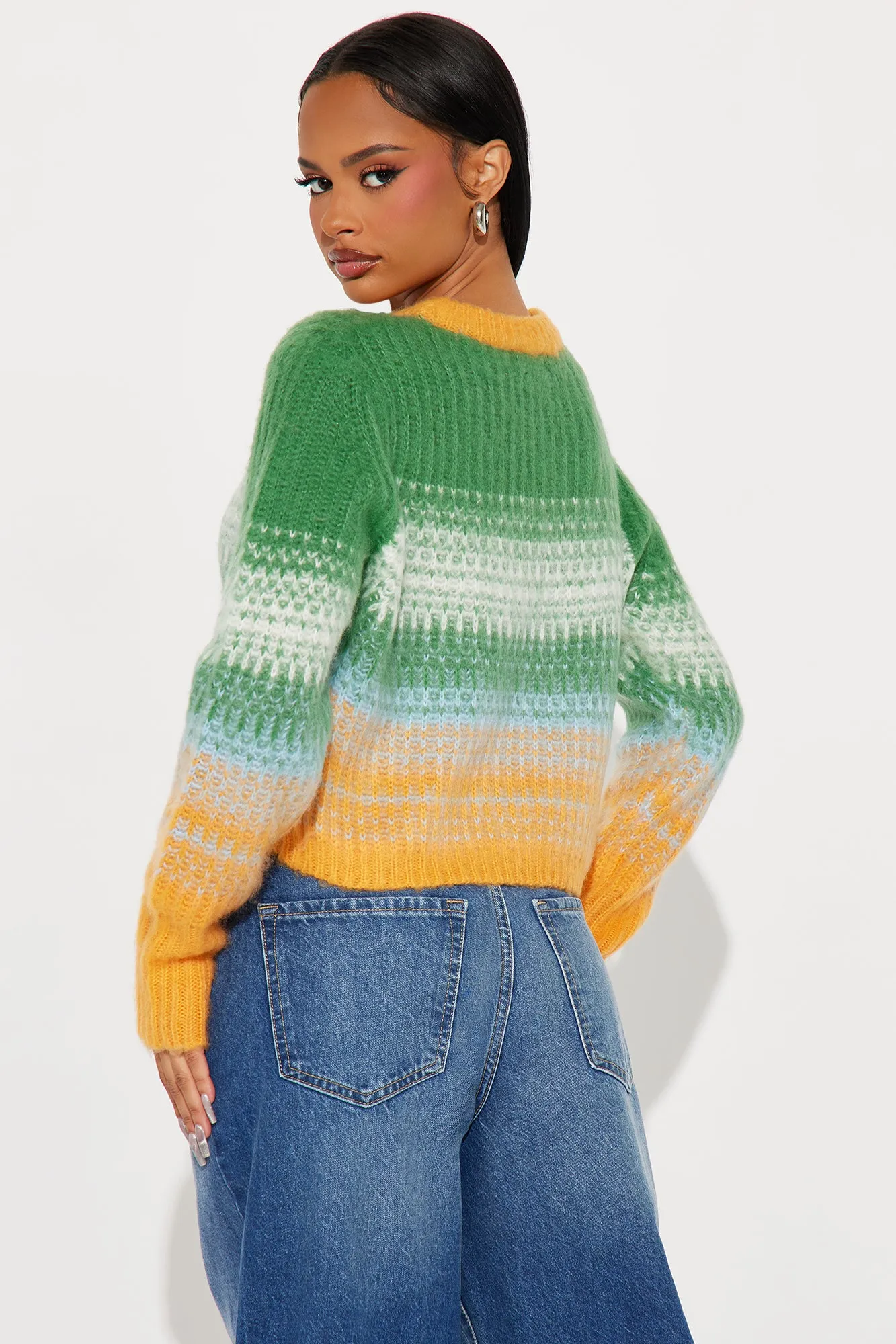 Take It Easy Cropped Sweater - Green/combo sold by Fashion Nova product image thumbnail 3