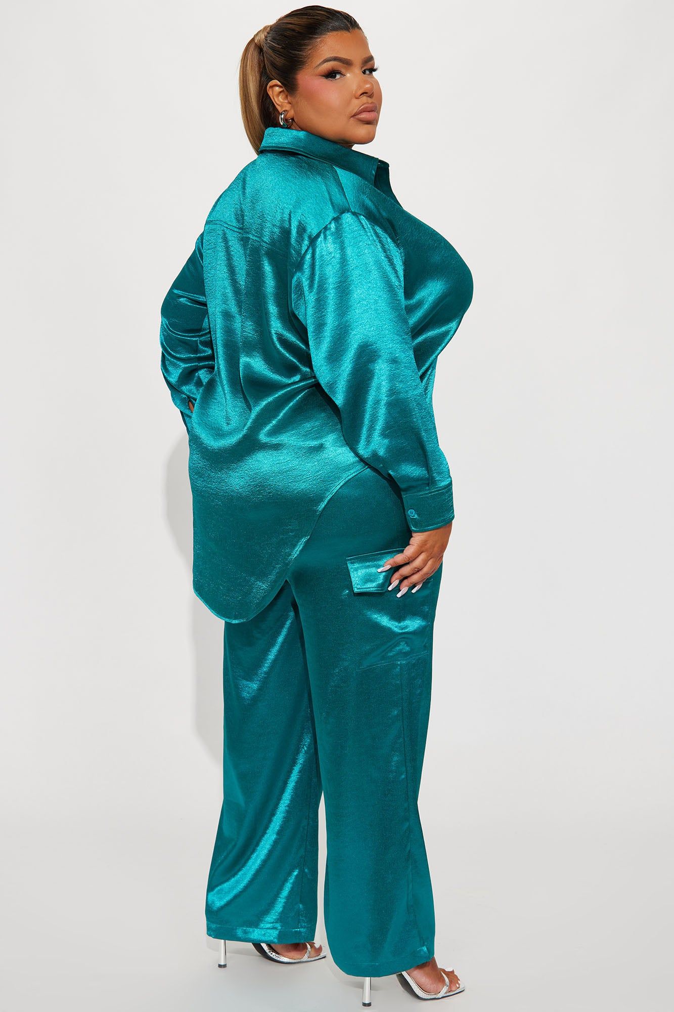 Same Girl Satin Pant Set - Teal sold by Fashion Nova product image thumbnail 7