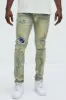 Bleach It With Fray Ripped Stacked Skinny Jeans - Vintage Blue Wash sold by Fashion Nova