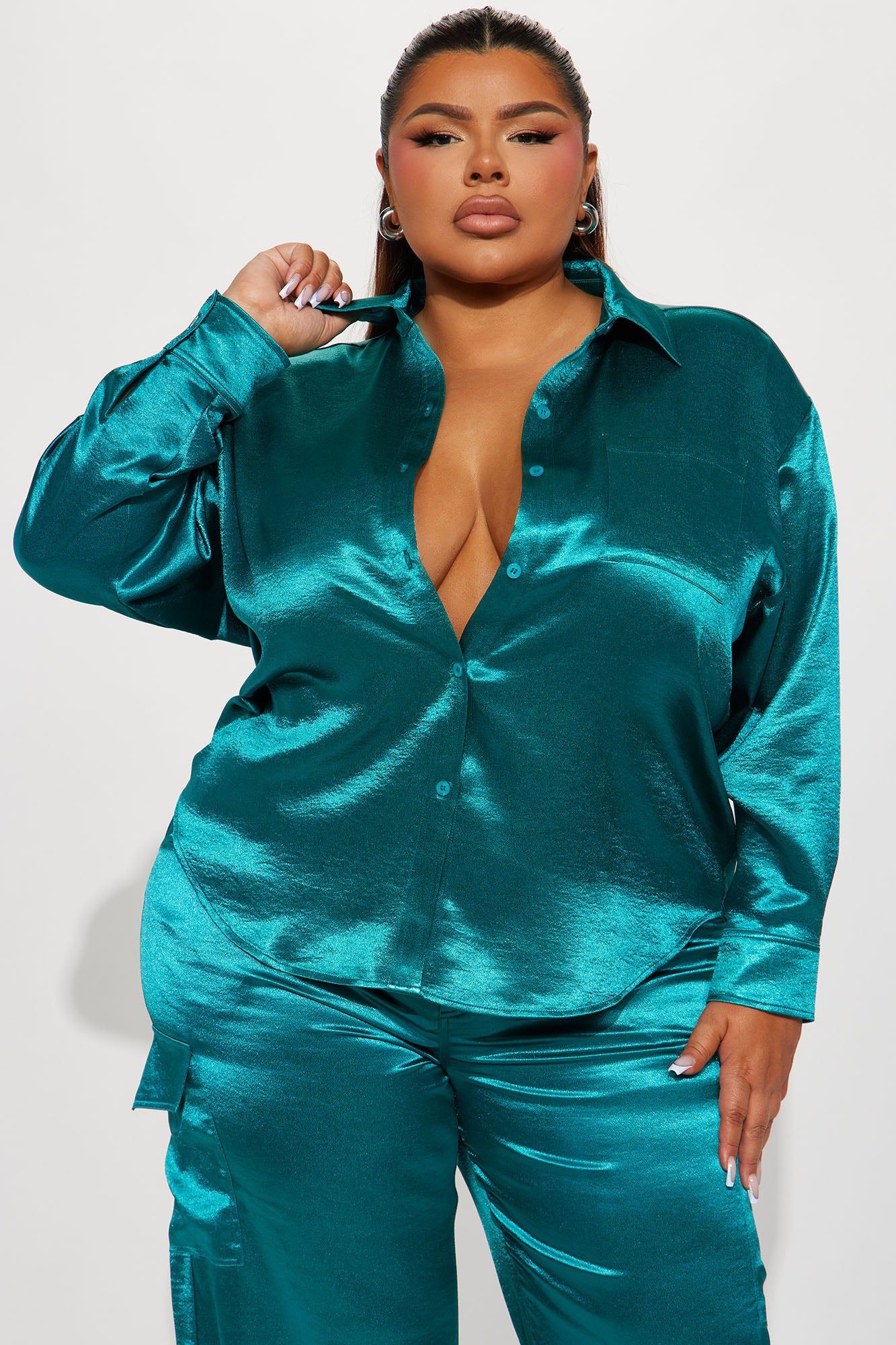 Same Girl Satin Pant Set - Teal sold by Fashion Nova product image thumbnail 6